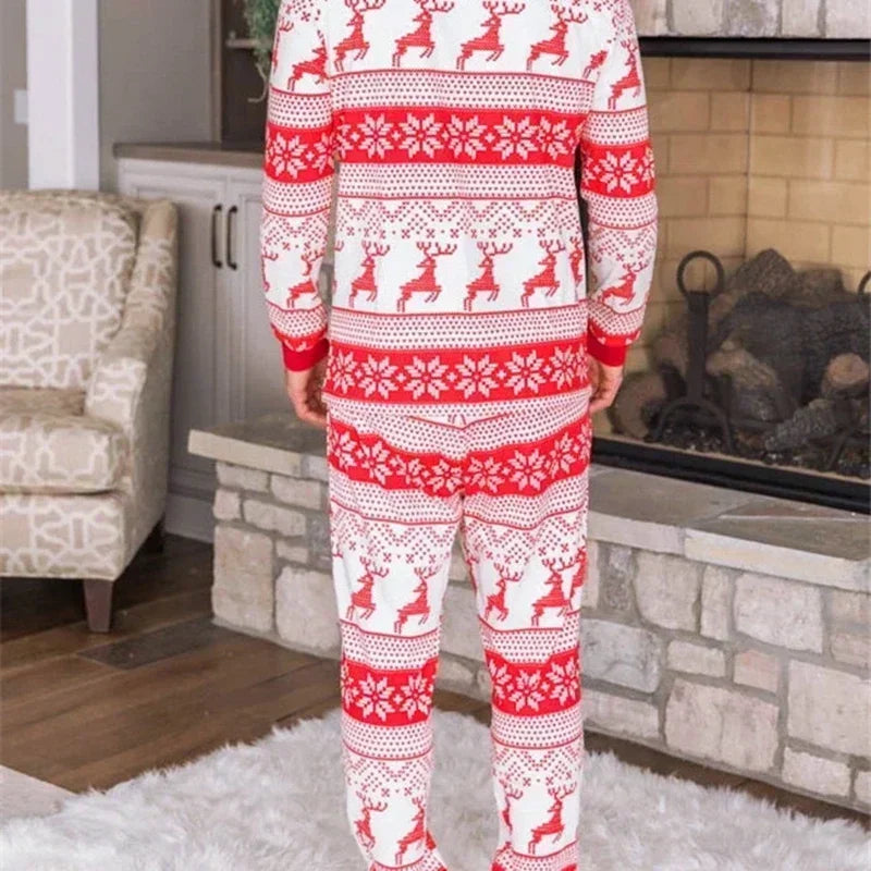 2023 New Winter Christmas Family Pajamas Set Mom Dad Kids Baby Matching Outfits Elk Print Casual Soft Sleepwear Xmas Look Pyjama