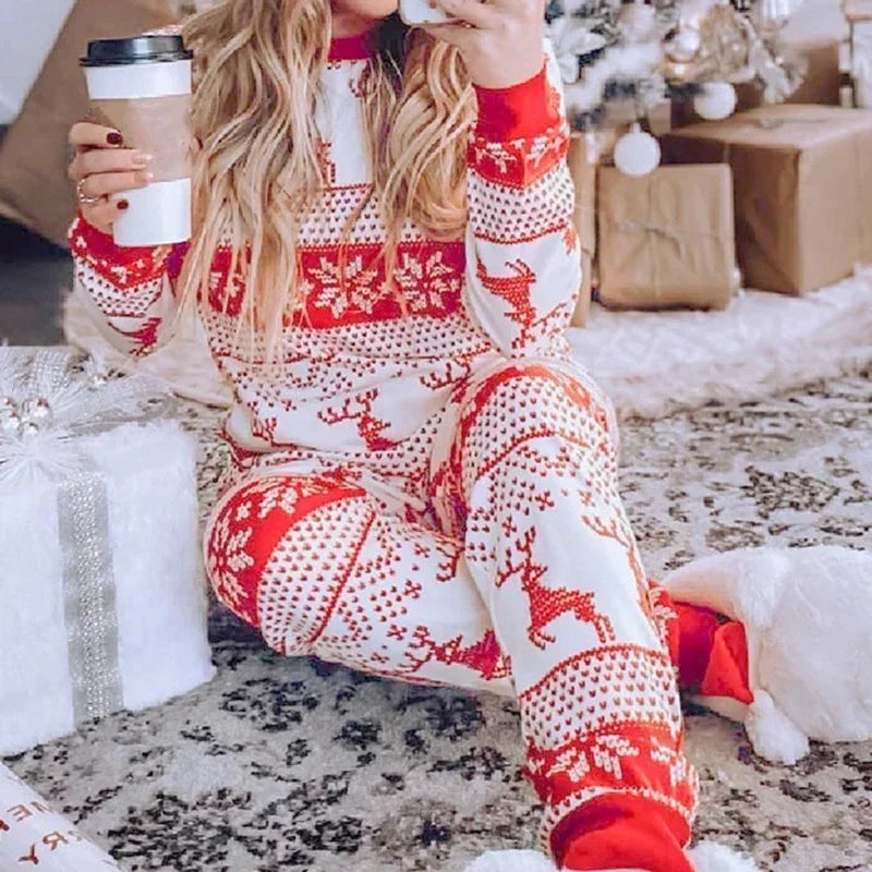 2023 New Winter Christmas Family Pajamas Set Mom Dad Kids Baby Matching Outfits Elk Print Casual Soft Sleepwear Xmas Look Pyjama