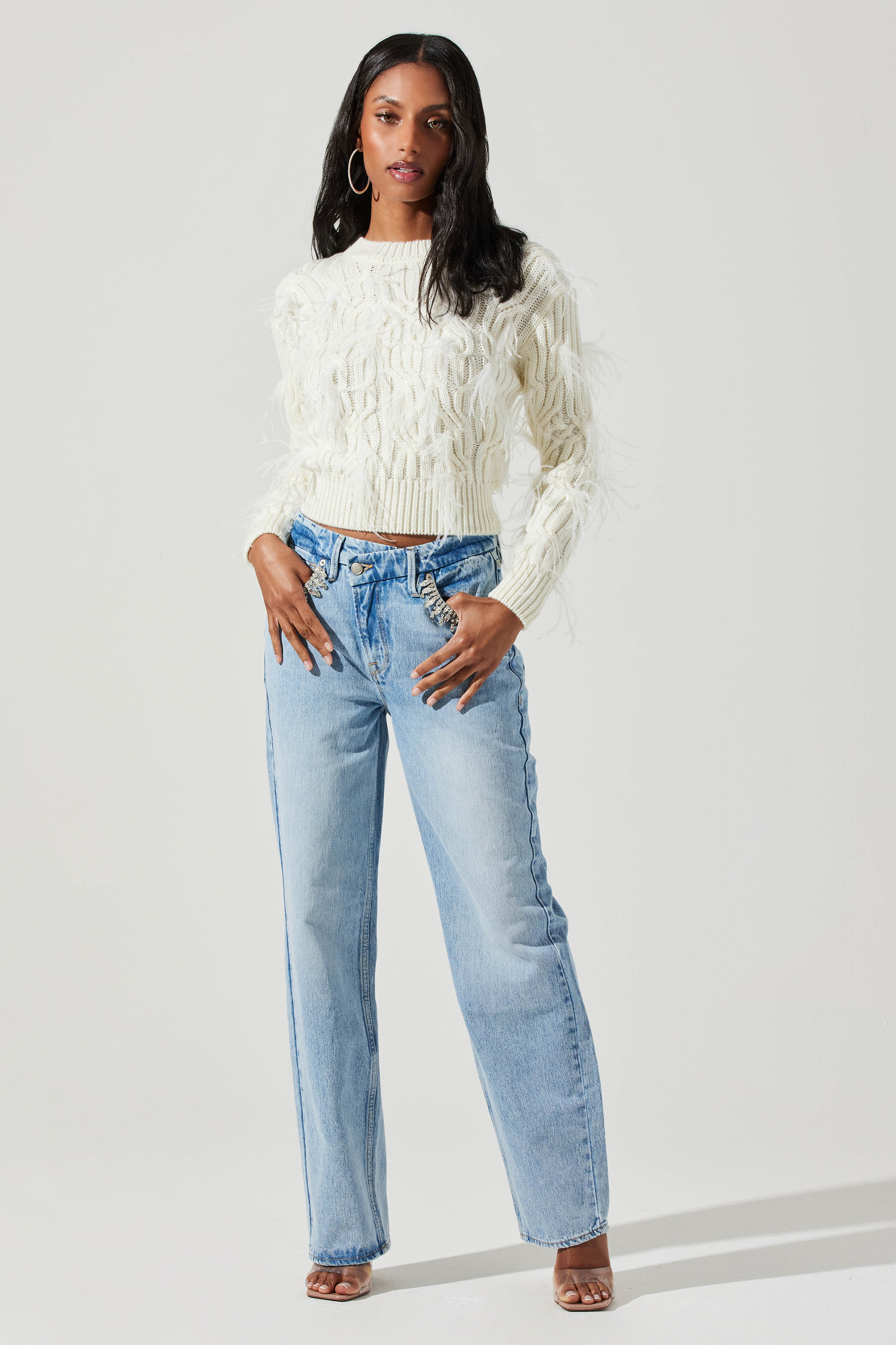 Almeida Feather Cable Knit Sweater