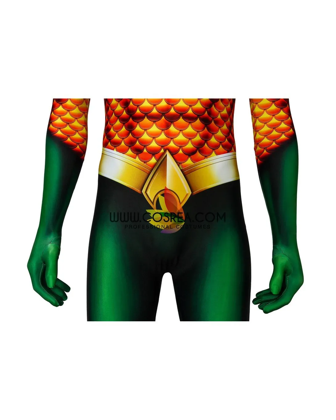 Aquaman Classic Version With Flared Gloves Digital Printed Cosplay Costume