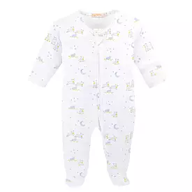 Baby Club Chic - Blue Baby Lambs Zip Footie