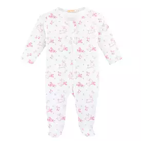 Baby Club Chic - Pink Baby Bunnies Zip Footie