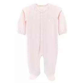 Baby Club Chic - Pink Baby Lamb Embroidered Footie