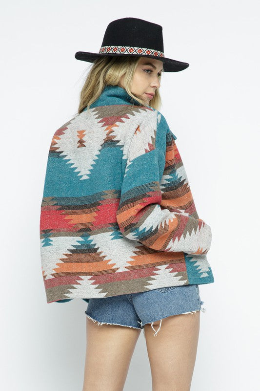 Blue B Soft Comfy Light Weight Aztec Pattern Jacket