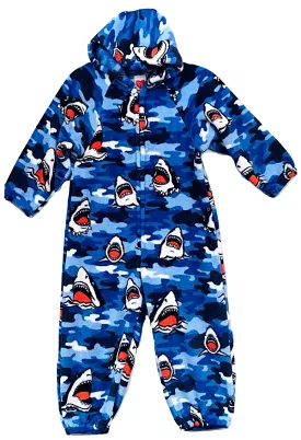 Blue sharks fuzzy pj jumpsuit