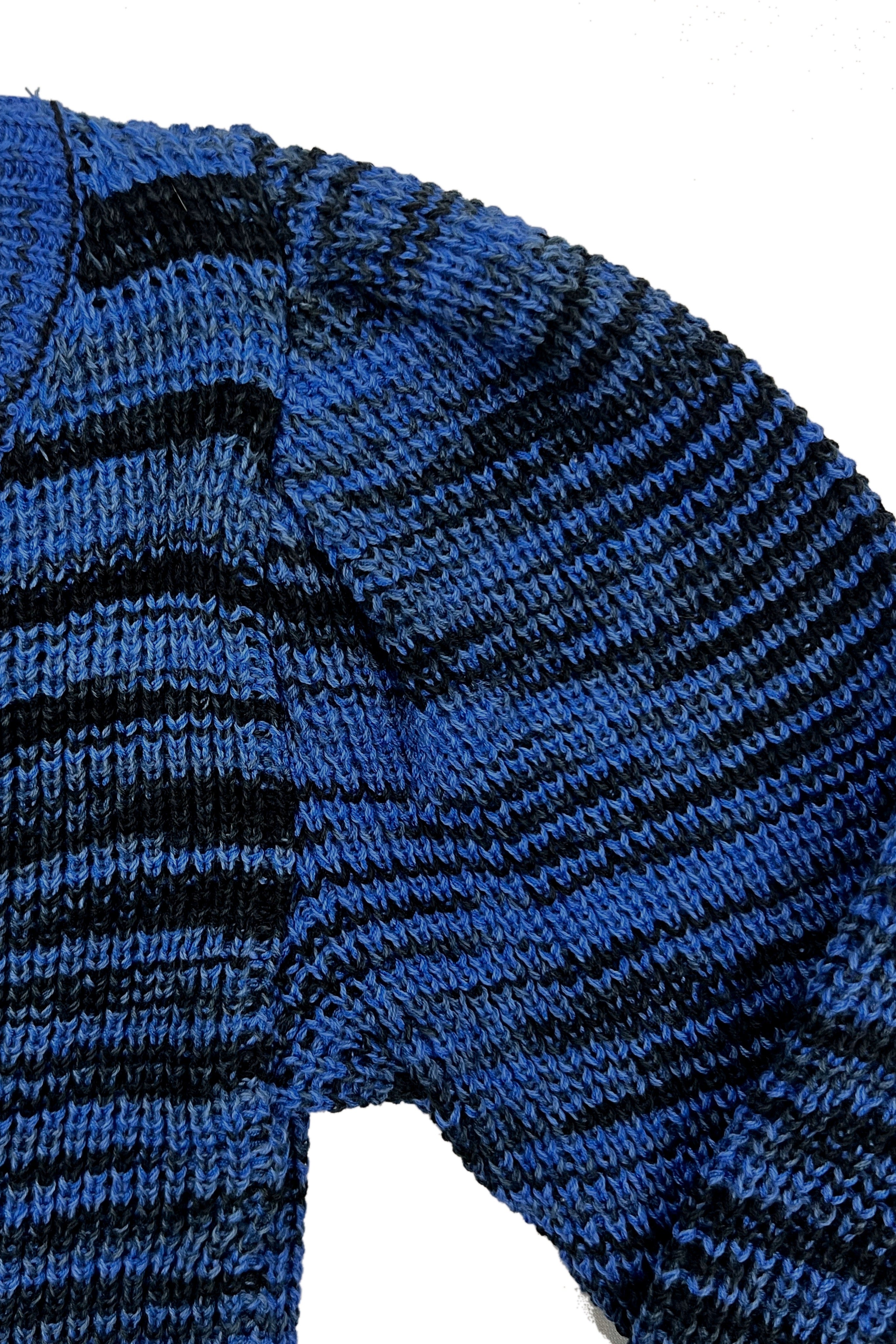 Blue space dye puff sleeve cardigan