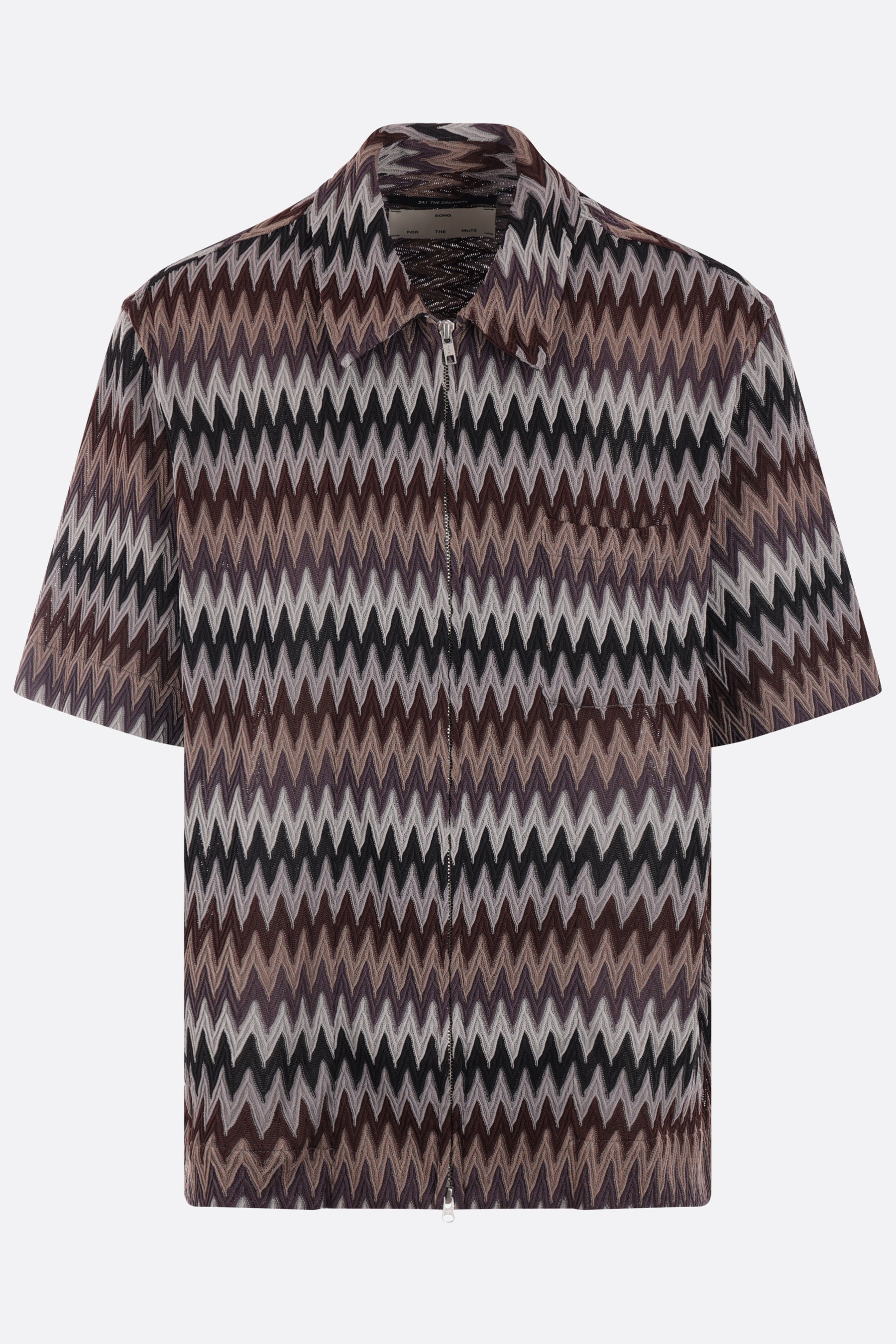 Box ZIg Zag technical knit full-zip shirt