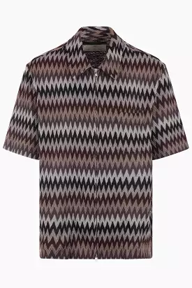 Box ZIg Zag technical knit full-zip shirt