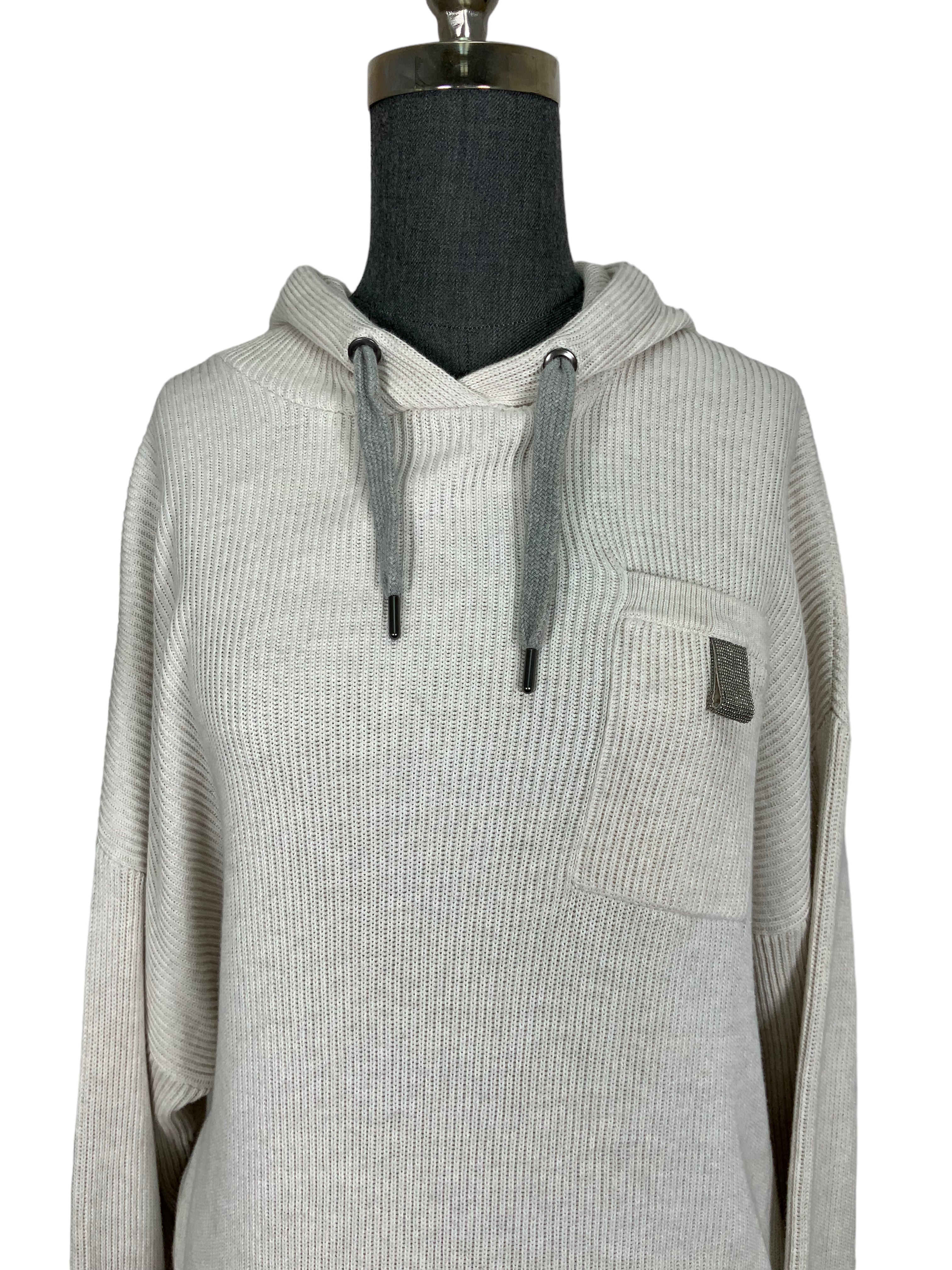 BRUNELLO CUCINELLI Monili-Loop English Rib Hoodie Size M