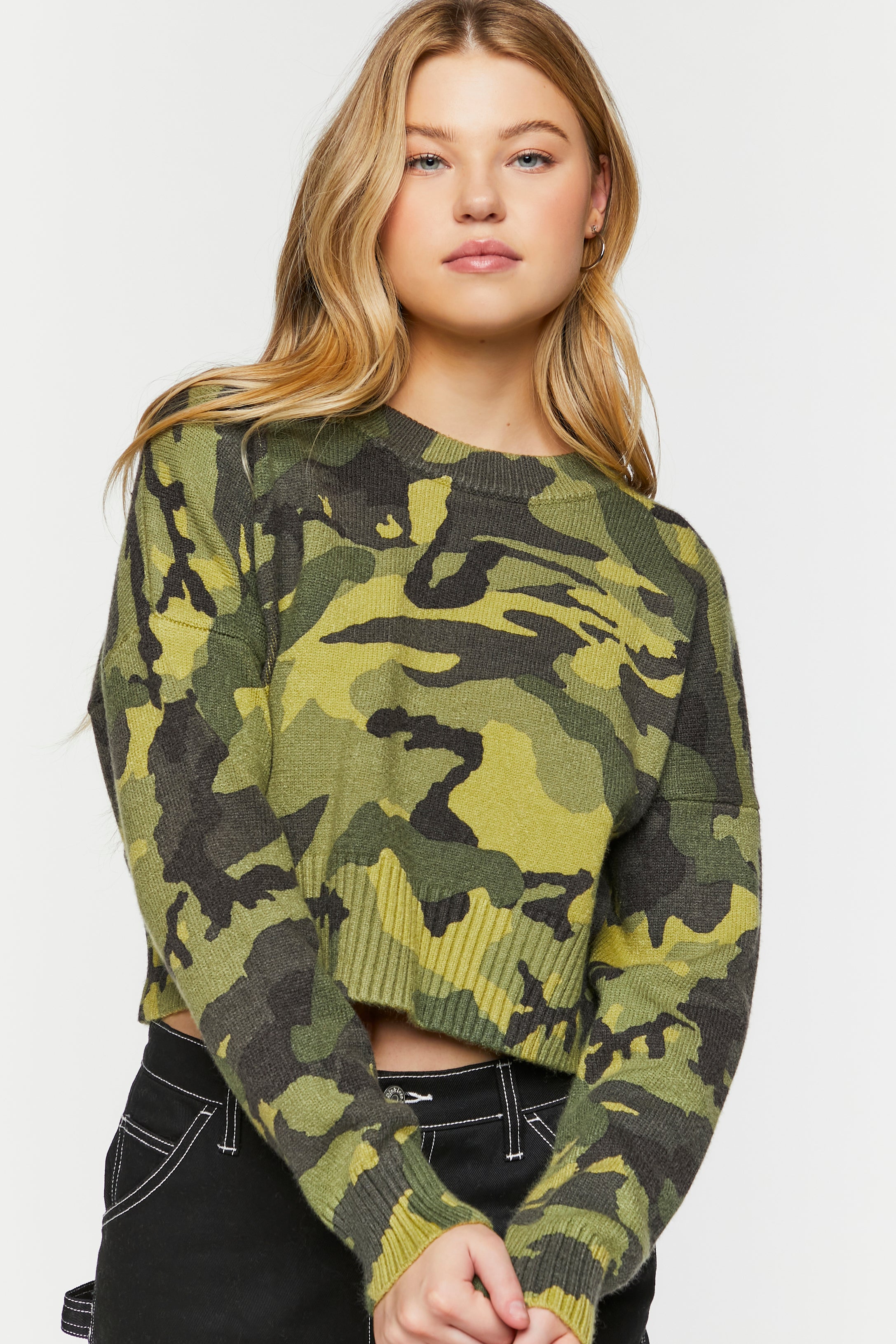 Camo Cropped Sweater