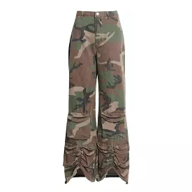 Camouflage Wide Pants High Waist Loose Trousers