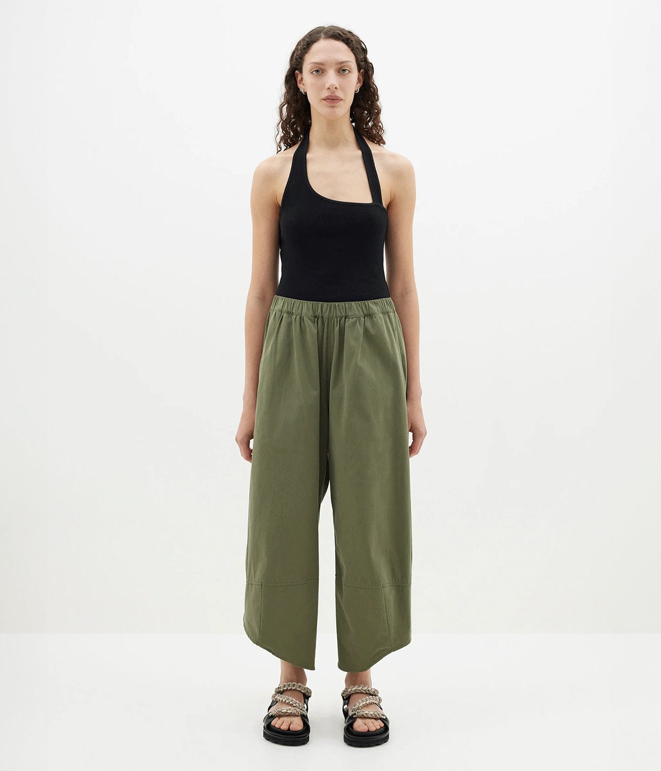 CANVAS SPLIT HEM PANT- KHAKI