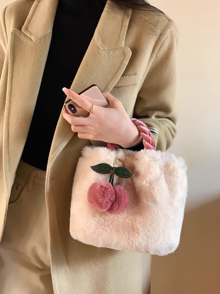 cherry fluffy bag crossbody