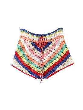 Colorful Stripe Pattern Knitted Shorts