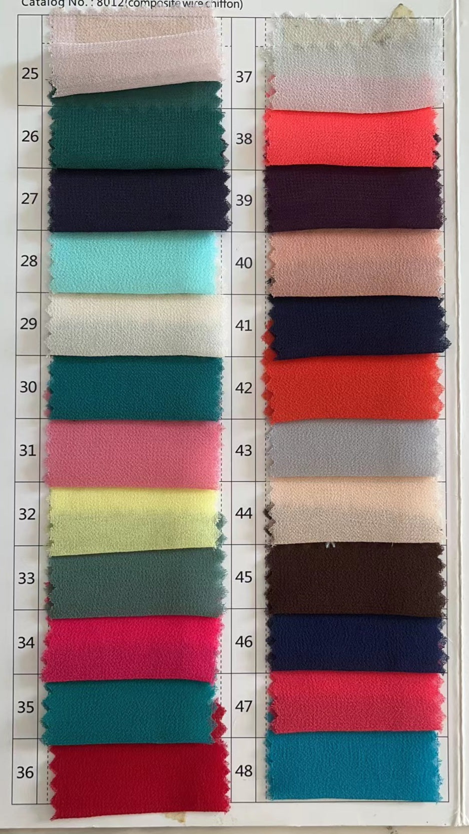 Composite Wire Chiffon Colour Chart