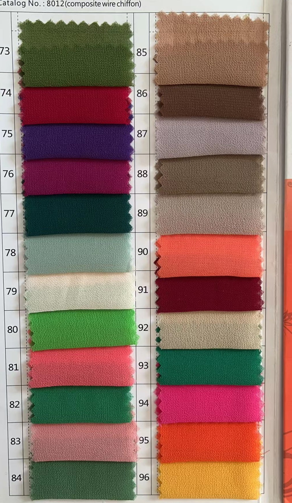 Composite Wire Chiffon Colour Chart