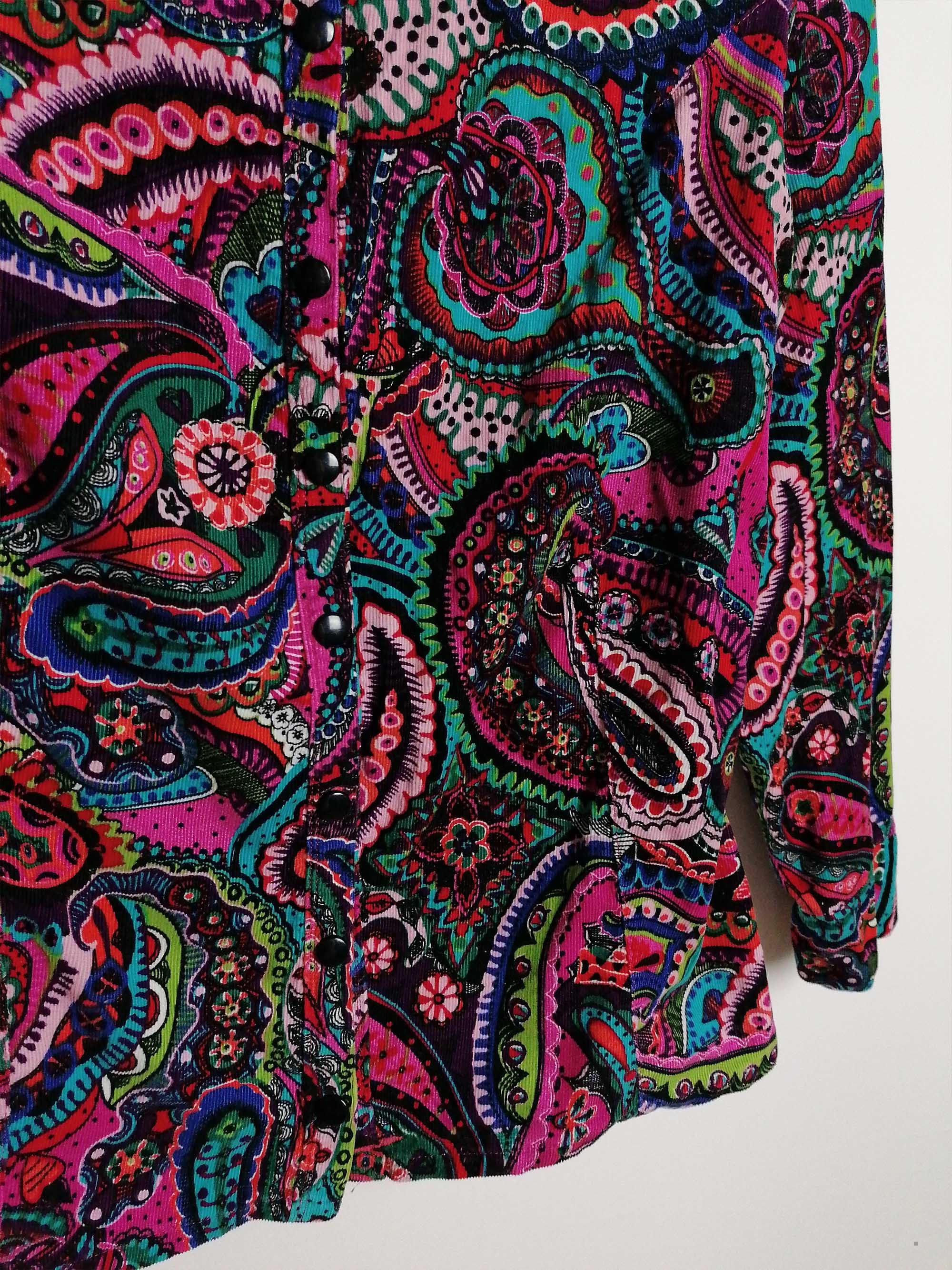 Corduroy Shirt Paisley Pattern 70's Style - size XS-S