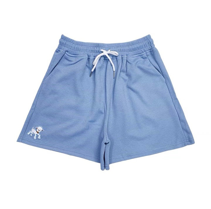 Cute sheep embroidery high waist shorts BY7026