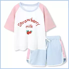 CUTE “STRAWBERRY MILK” SHIRT & SHORTS BY50099