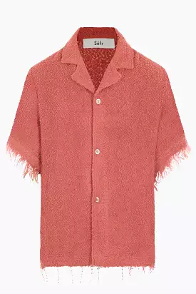 Fausto bouclé knit bowling shirt