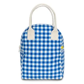 Fluf Zipper Lunch Bag - Gingham Blue