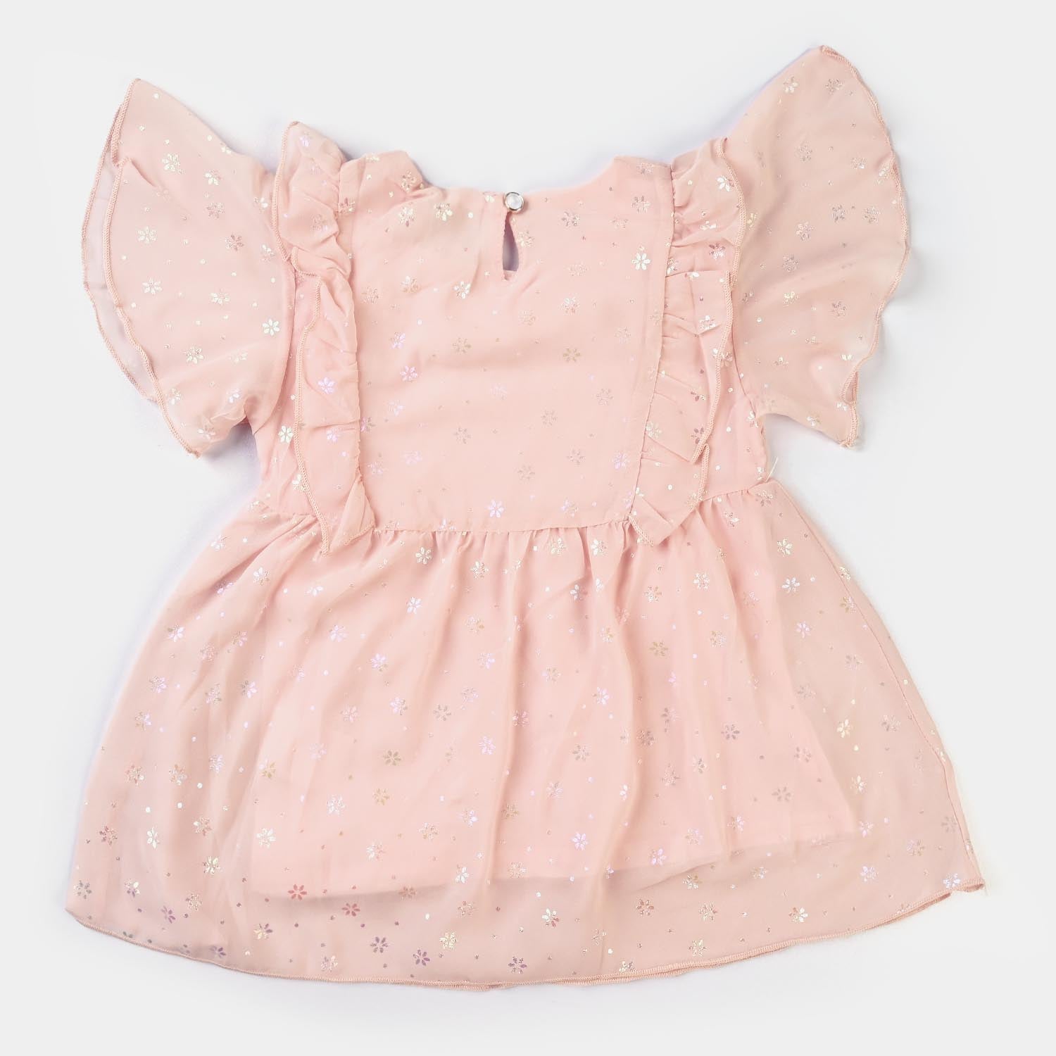 Girls Chiffon Fancy Top-Peach