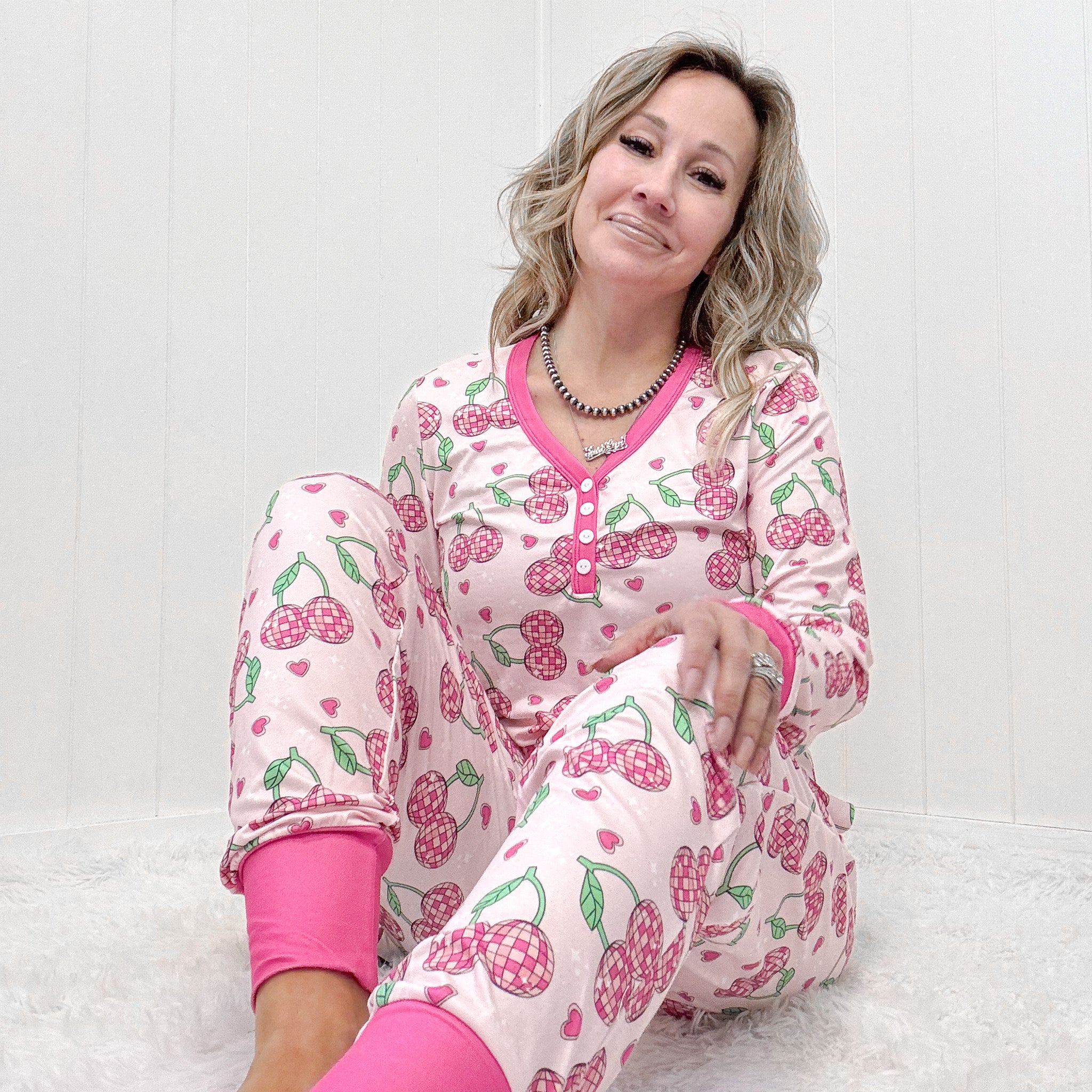 Groove Cherry Disco Long Sleeve Pajama Set