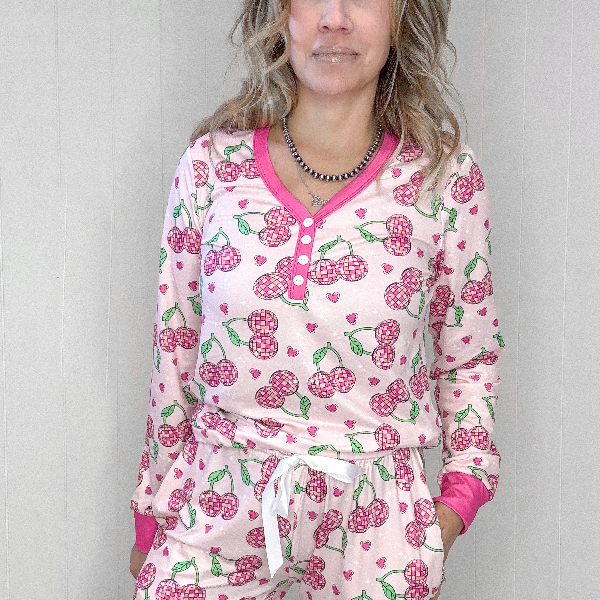 Groove Cherry Disco Long Sleeve Pajama Set