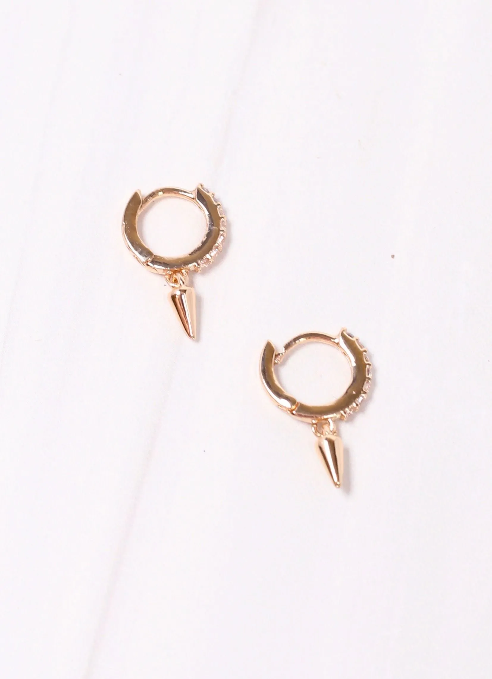 Hagen CZ Huggie Earring with Spike GOLD