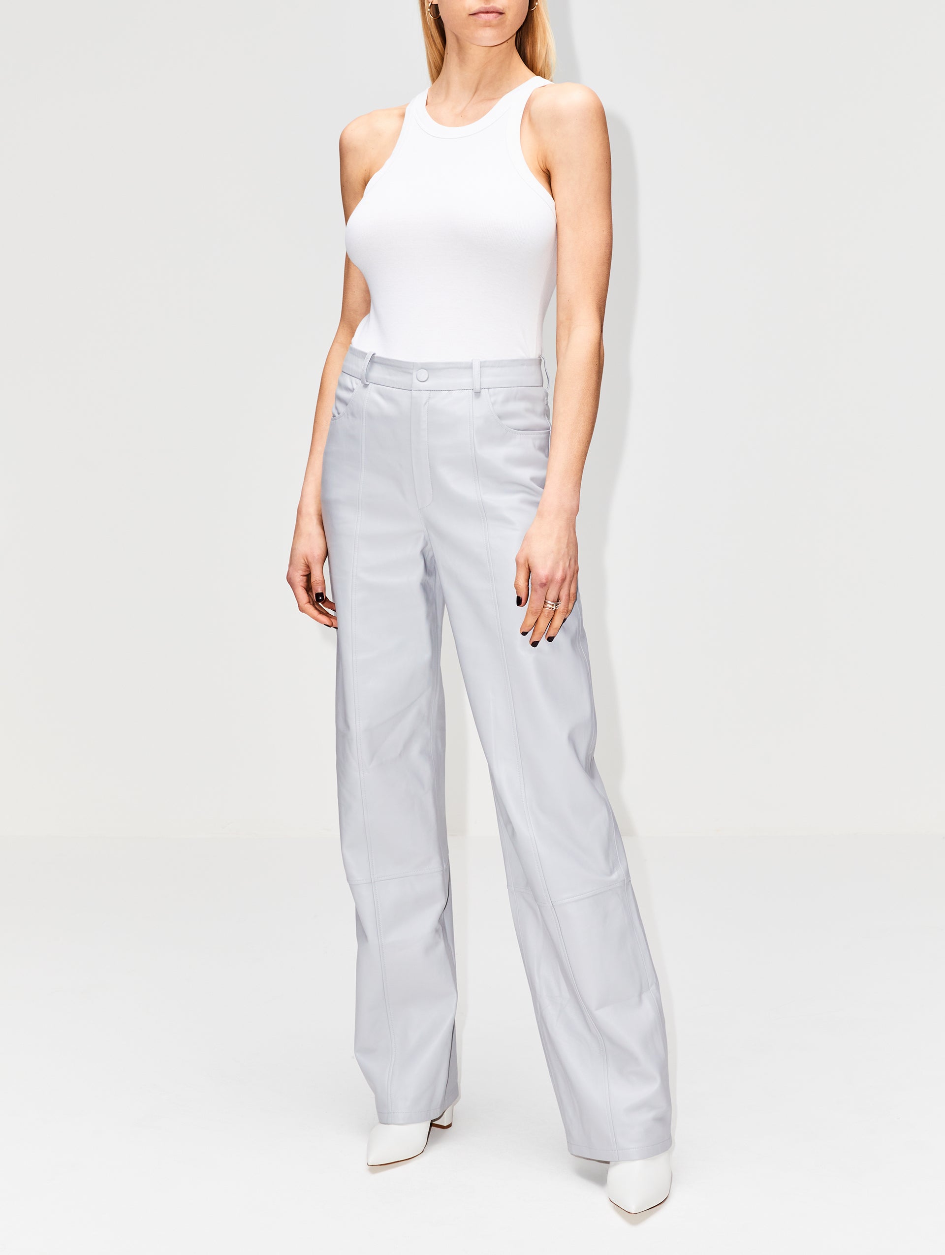 High Waist Loose Leather Pant