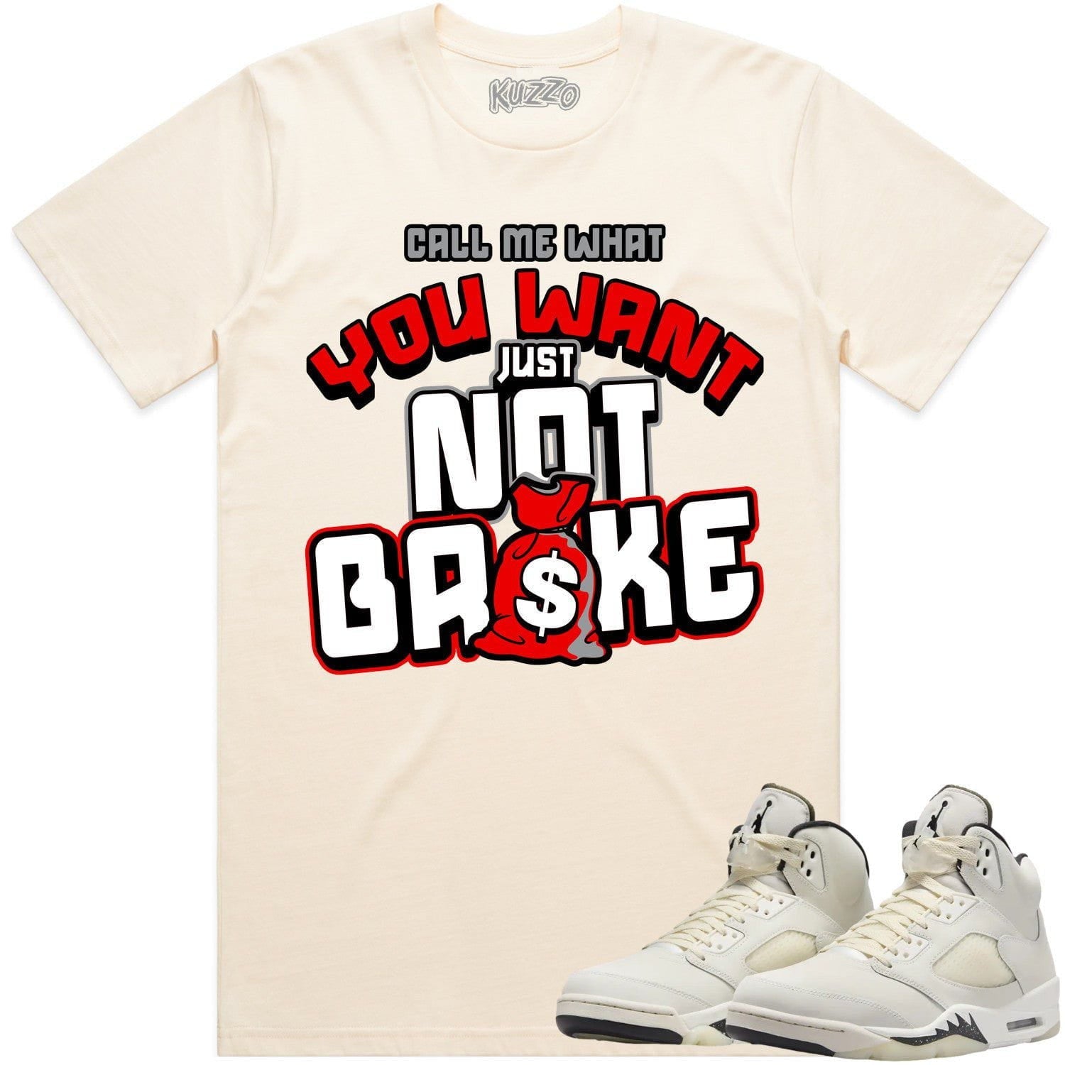 Jordan Retro 5 Sail 5s Shirt to Match - RED NOT BROKE