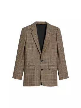 LONG PRINCE OF WALES CASHMERE JACKET CAMEL / HAZELNUT / BLACK