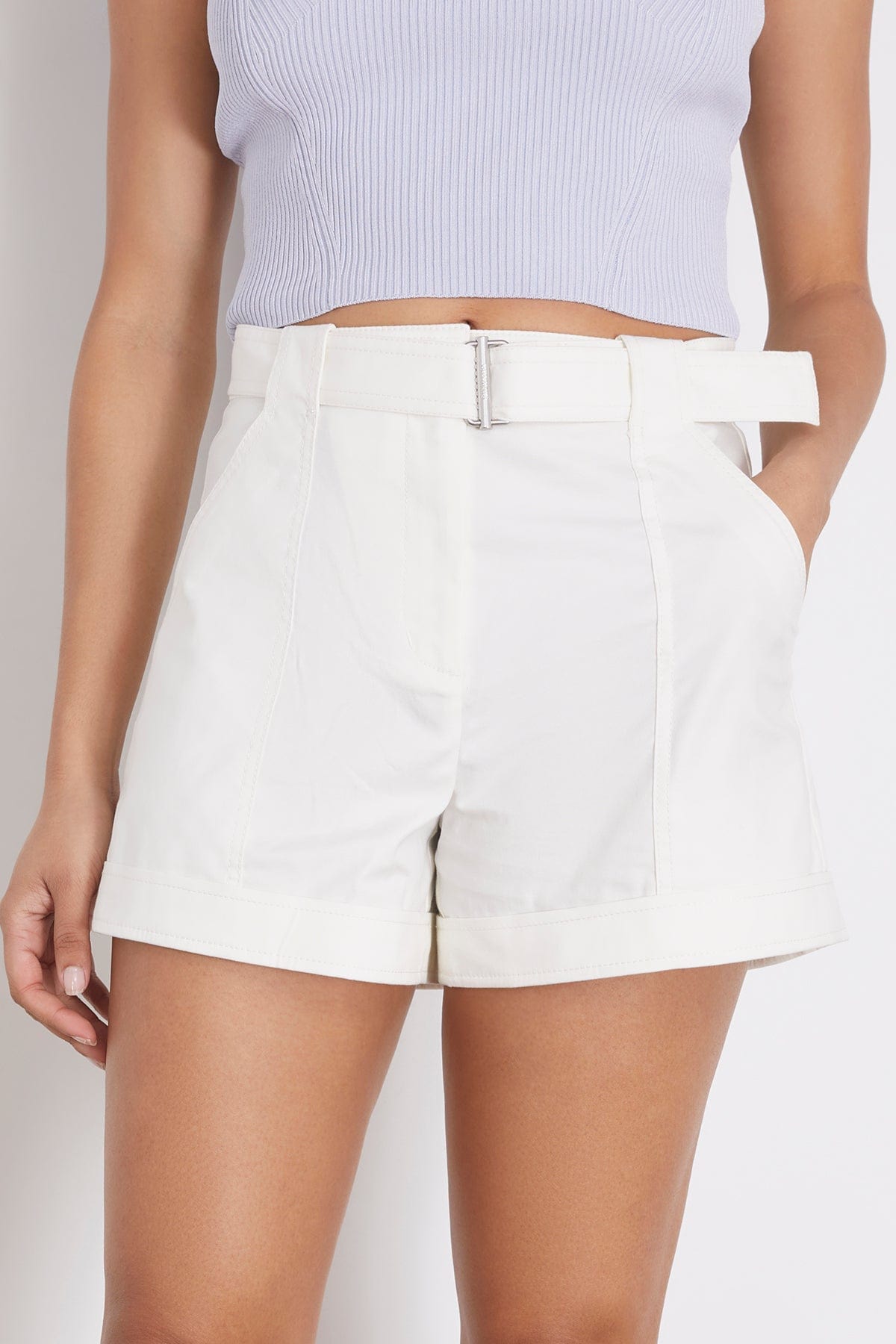 Lourie Belted Shorts in White