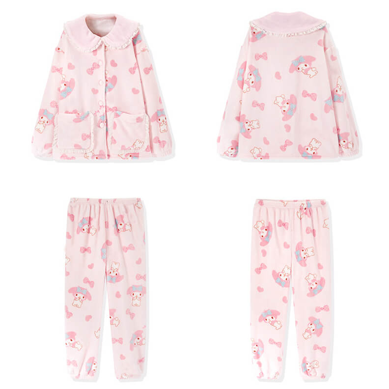 Lovely melody coral velvet pajamas by0074