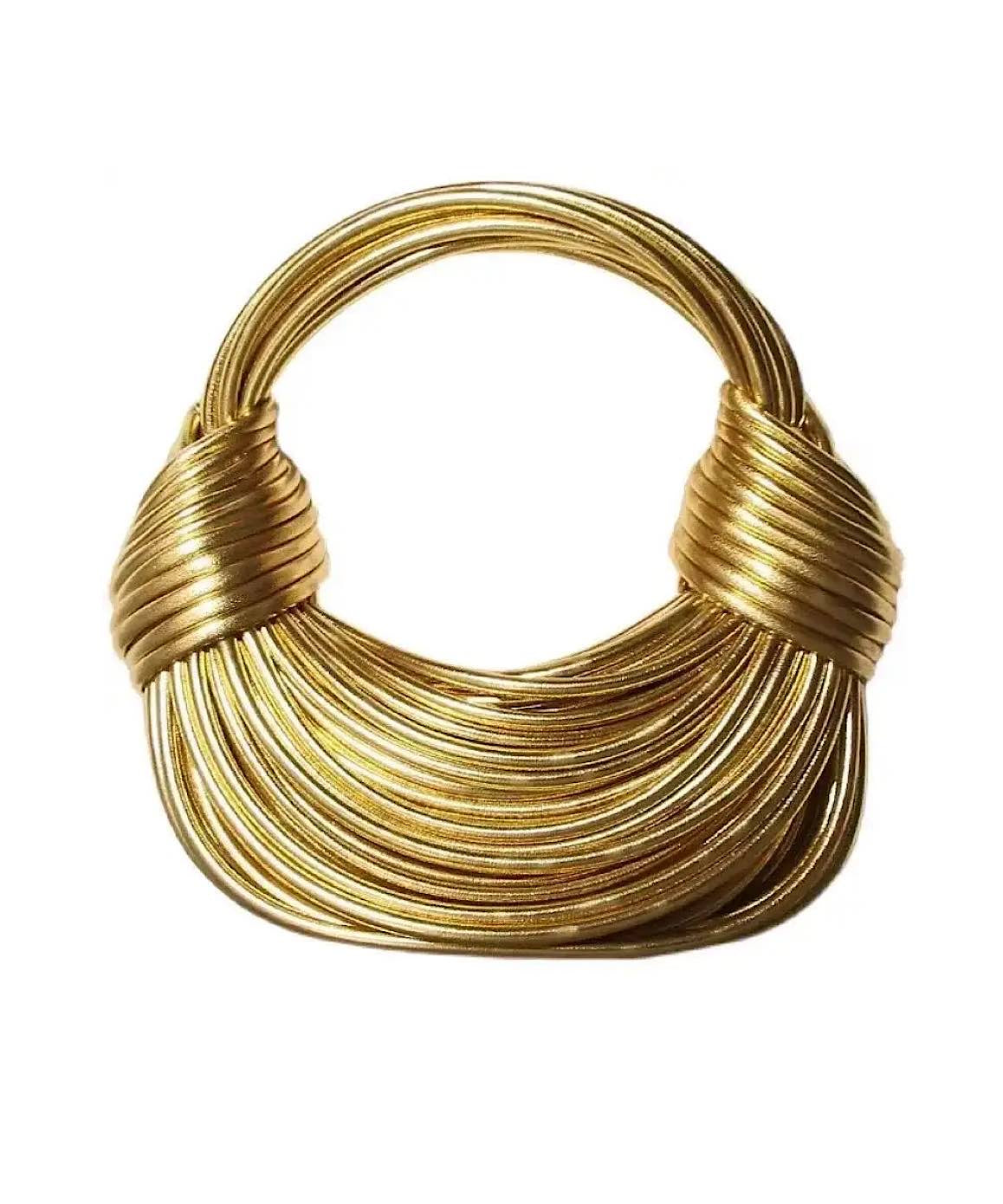 Noodle Rope Knotted Hobo Handbag In Gold