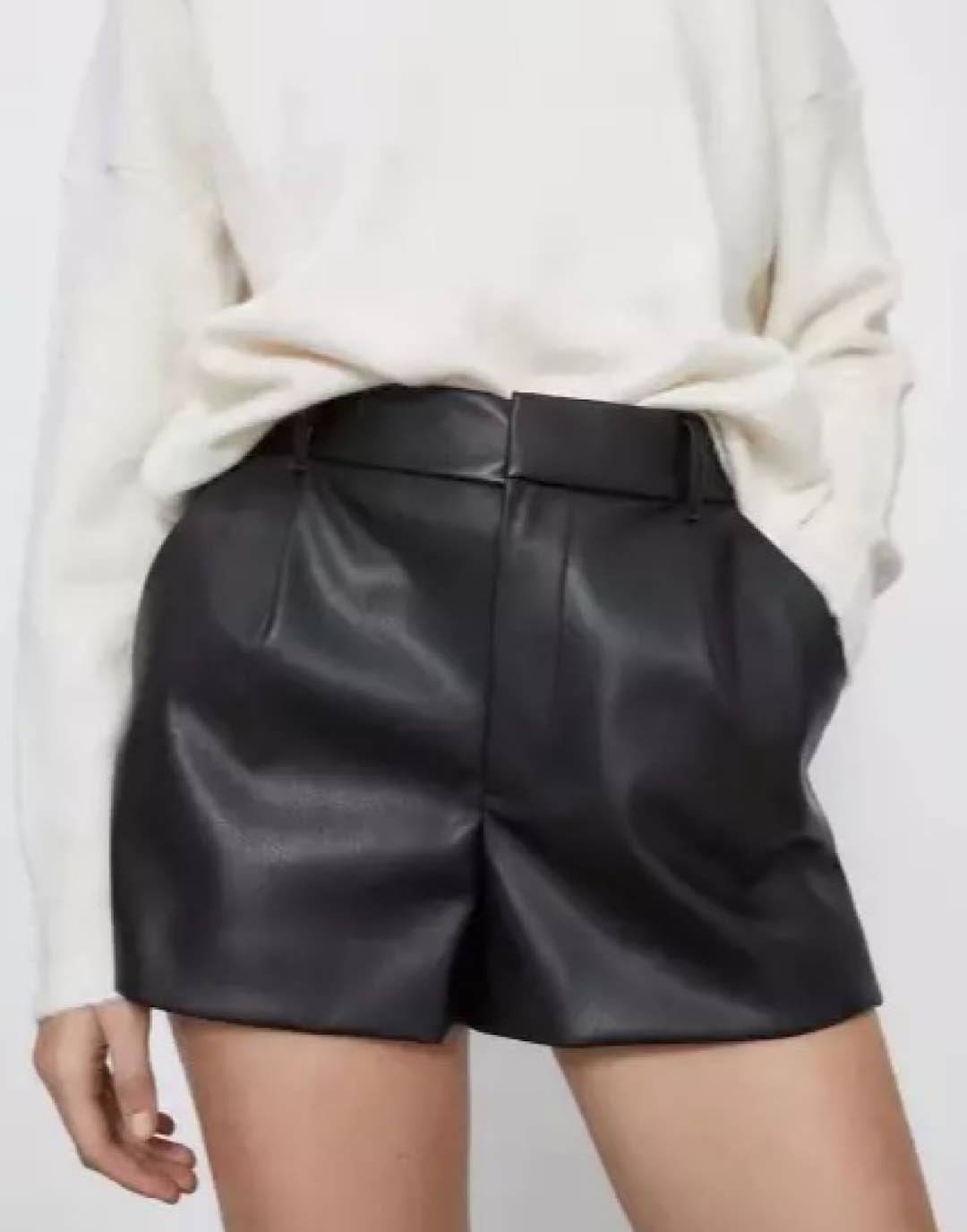 PU Leather High Waisted Shorts