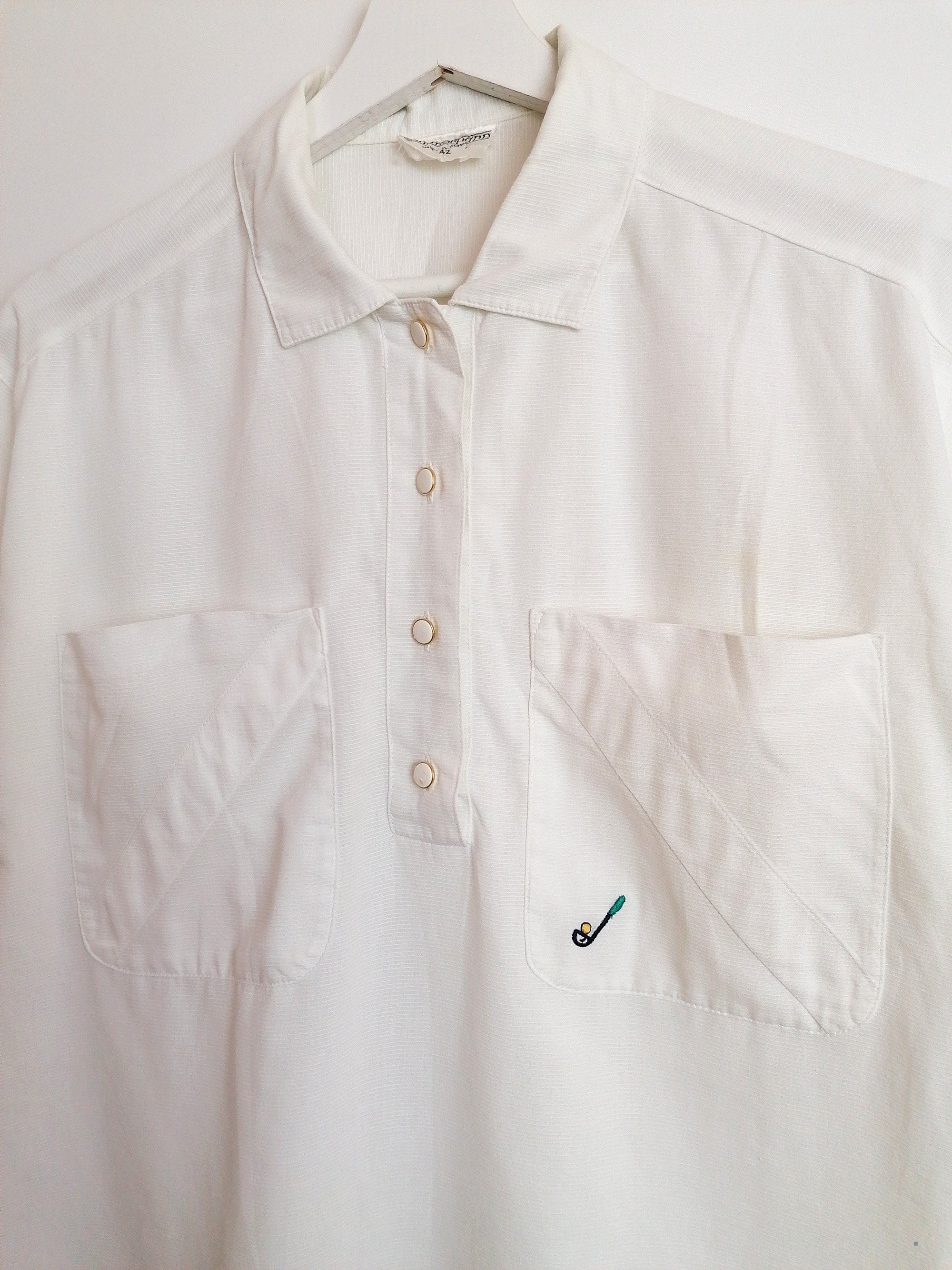 Retro Boxy Button-up Golf embroidery Shirt