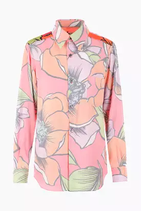 reversed-effect technical satin shirt