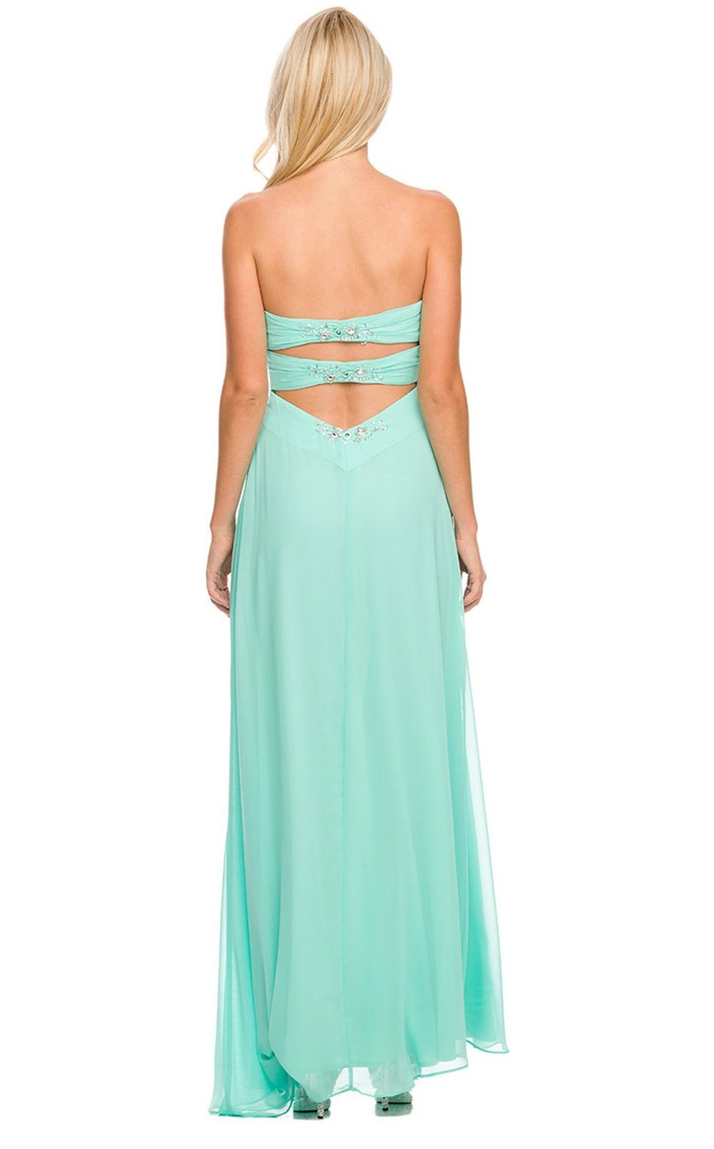 SALE Strapless Beaded Chiffon Long Gown Size L Style 2730