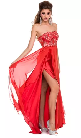 SALE  Strapless Beaded Chiffon Long Gown Size XS Style 2554