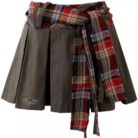 Saturn plaid worn pleated skirt niche retro short skirt BY9140