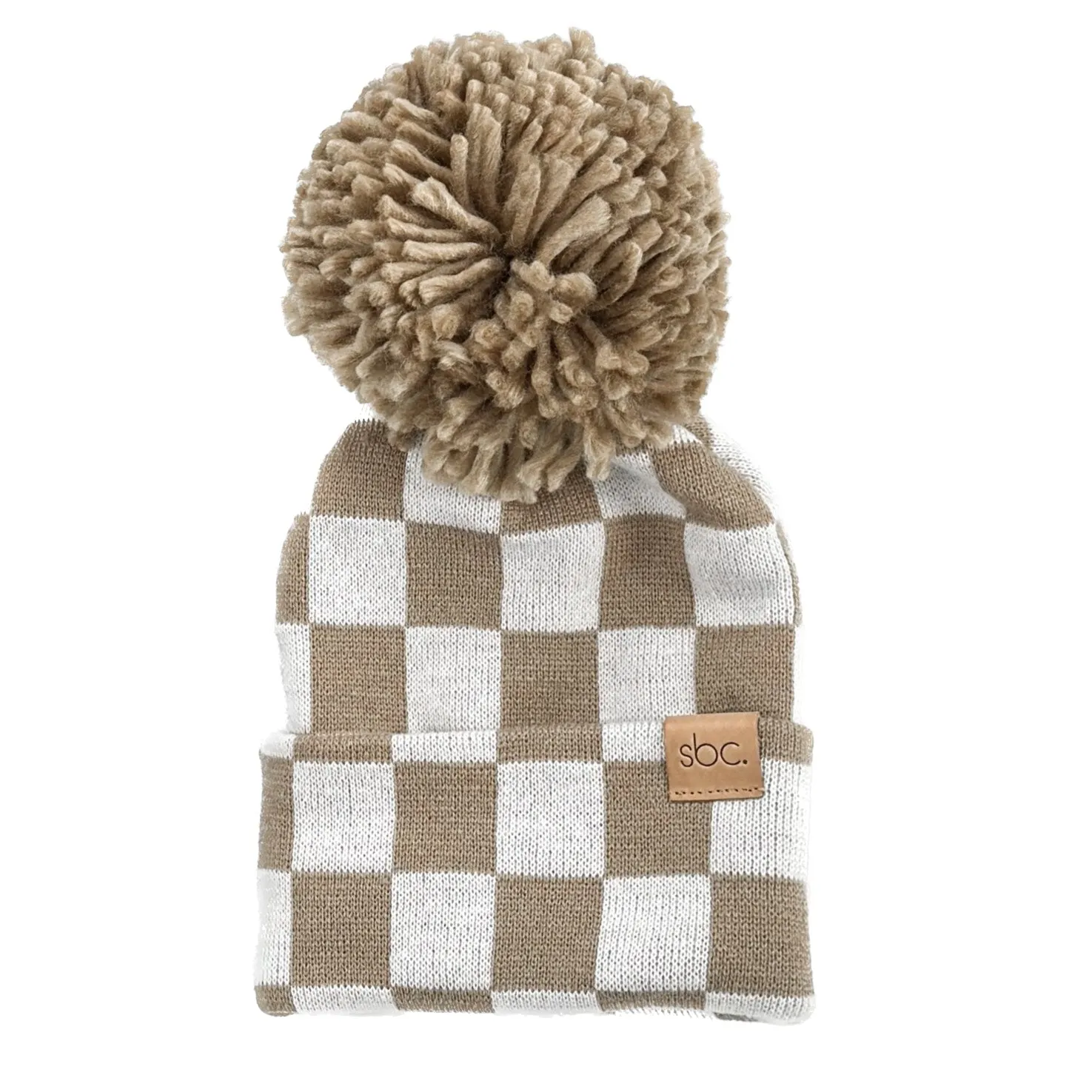 SHORE BABY The Newborn Beanie — Mocha + White Checkered (COLLECTIVE)