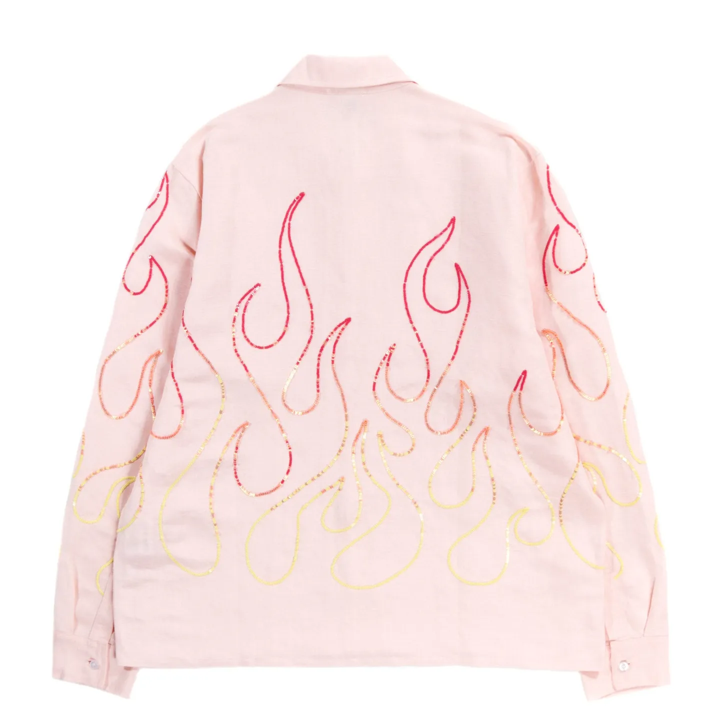 SKY HIGH FARM WORKWEAR FLAME EMBROIDERED SHIRT PINK