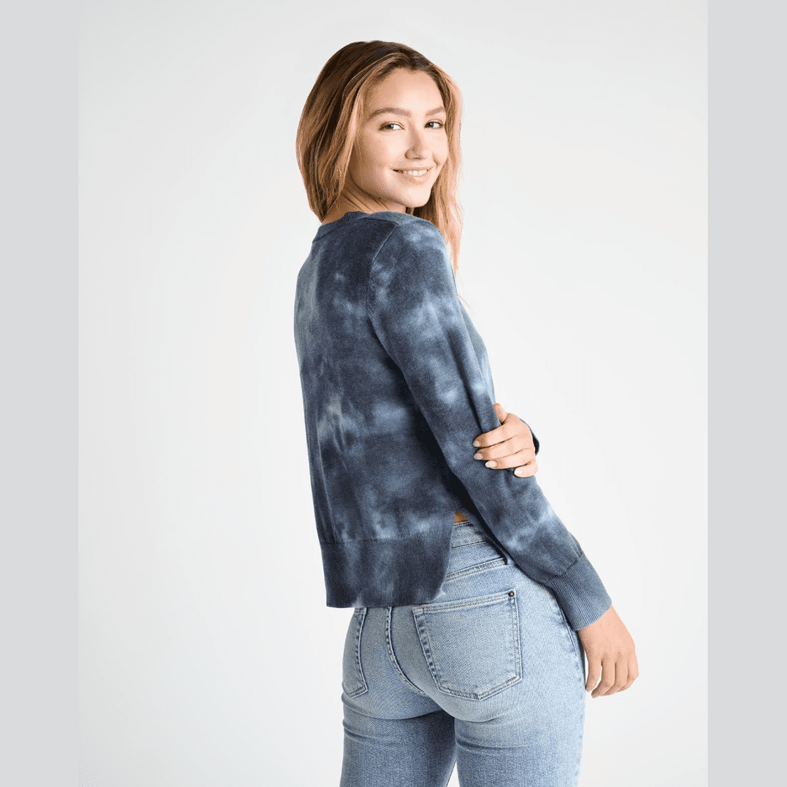 Splendid Madelyn Acid Wash Sweater in Navy