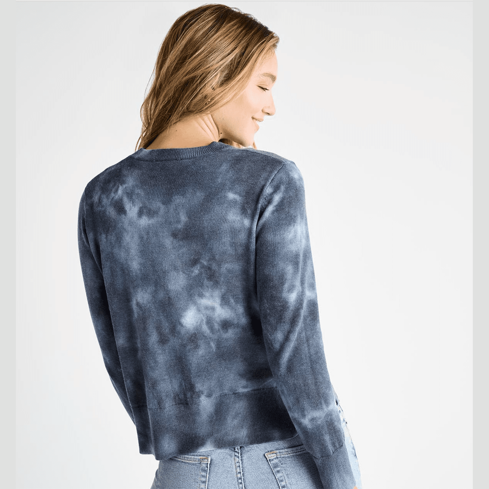 Splendid Madelyn Acid Wash Sweater in Navy