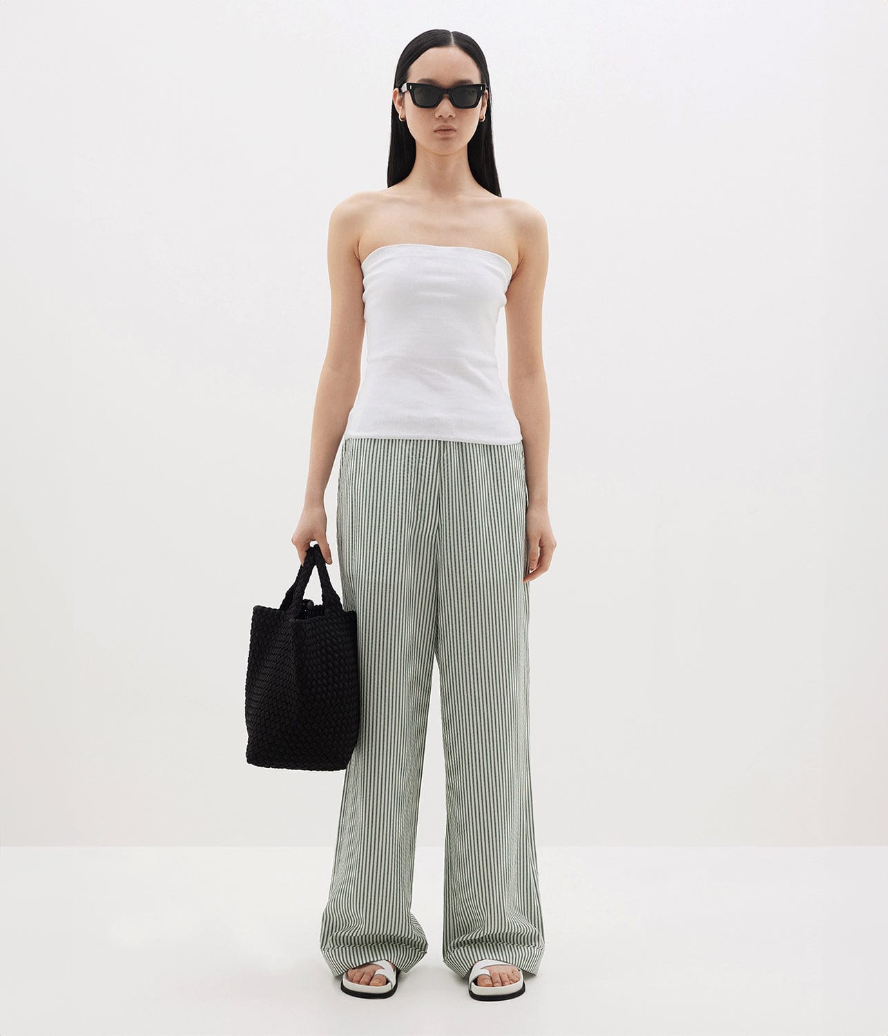 STRIPE SUMMER PANT -  GREEN / WHITE