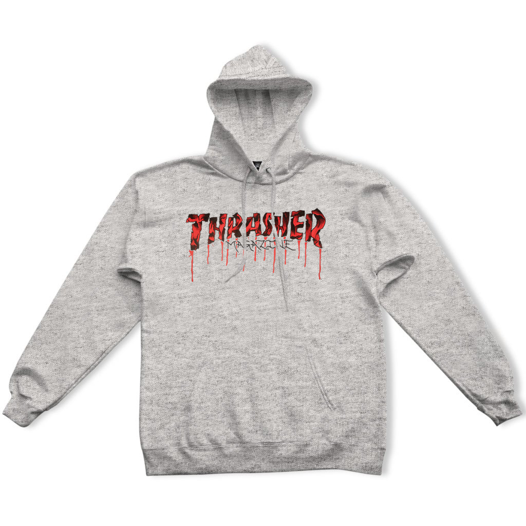 THRASHER SWEAT BLOOD DRIP HOOD ASH