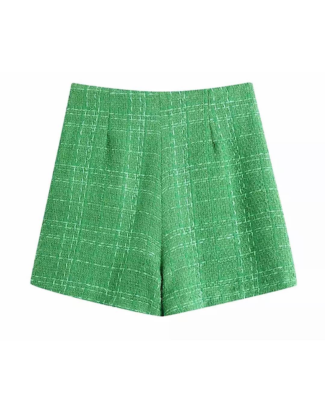 Tweed Knit Shorts In Green