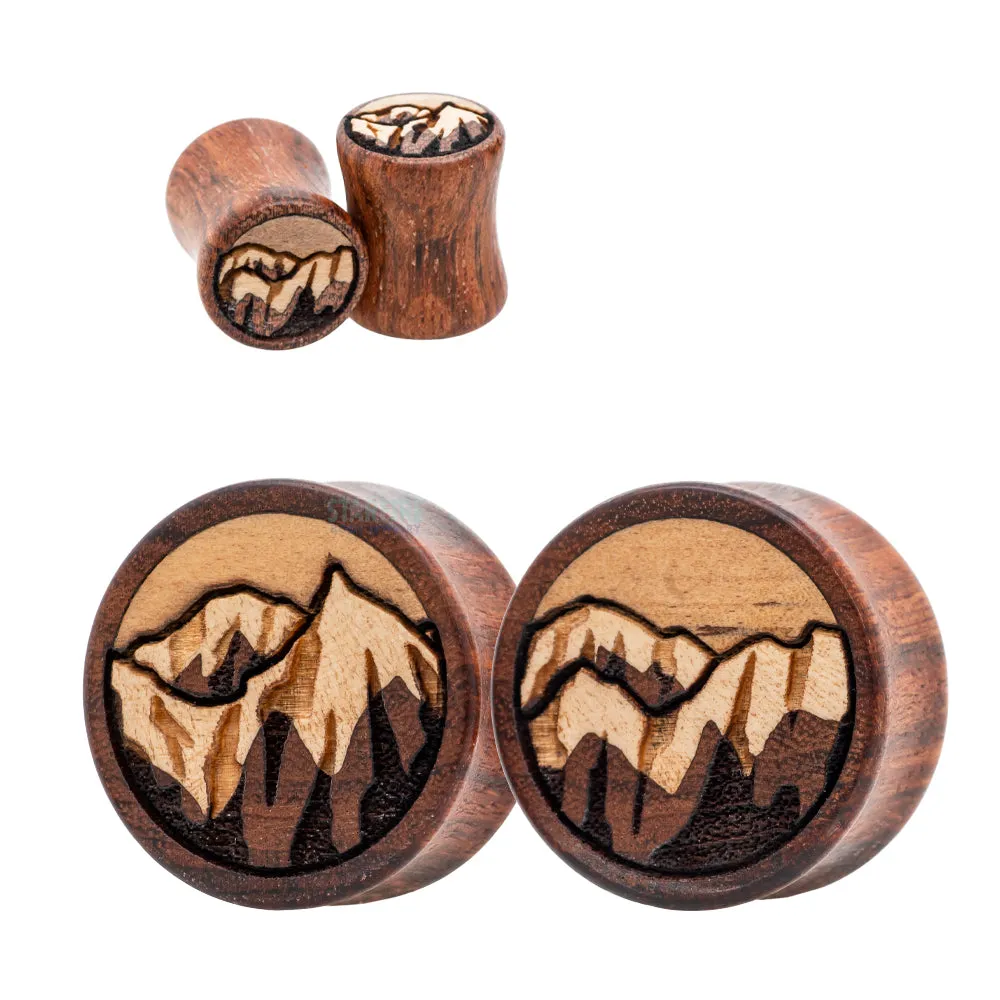 Winter Mountain Range Wood Inlay Plugs