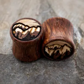 Winter Mountain Range Wood Inlay Plugs